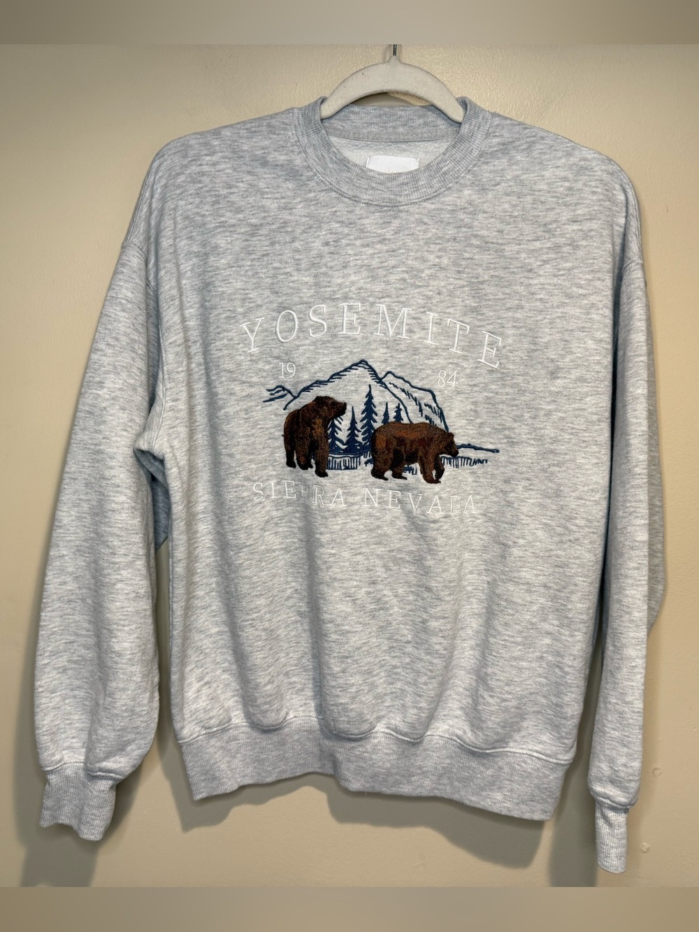 Lazy Sunday grey Oversized Yosemite Sierra Nevada Sweatshirt bear embroidery